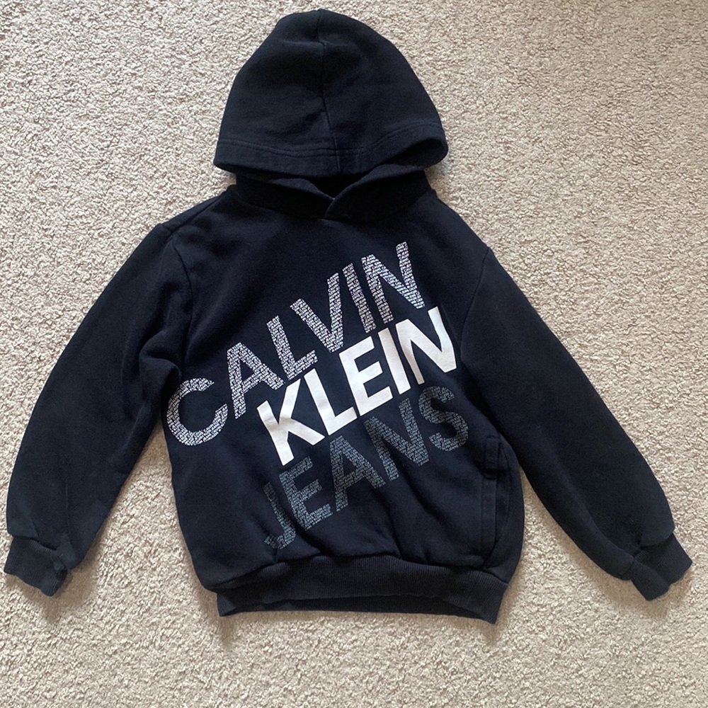 ￼ Calvin Klein Jeans Kids Medium 10/12 graphic Hoodie Sweatshirt